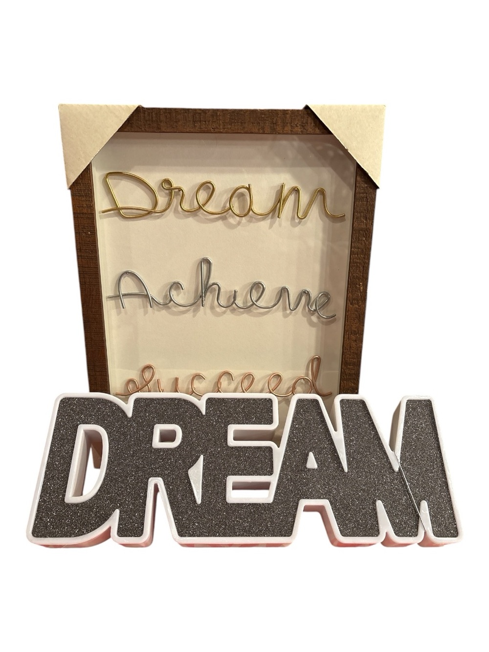 Dream Big Decor Bundle! Lighted Sign & Wire Art Shadow Box